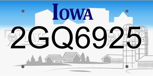 2GQ6925 Iowa License Plate
