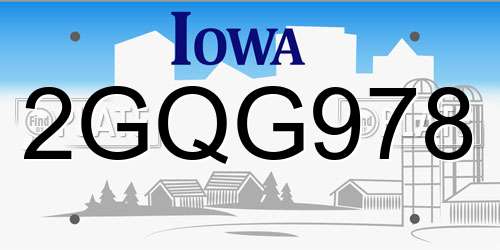 2GQG978 Iowa License Plate