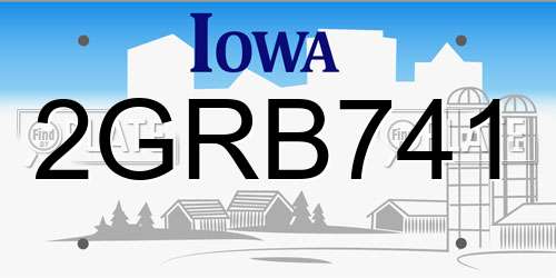 2GRB741 Iowa License Plate