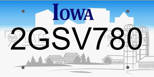 2GSV780 Iowa License Plate