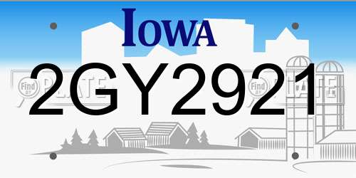2GY2921 Iowa License Plate