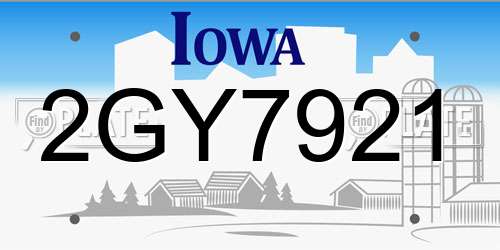 2GY7921 Iowa License Plate