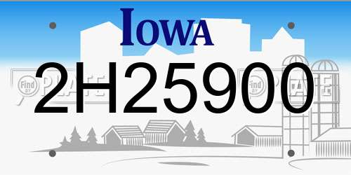 2H25900 Iowa License Plate