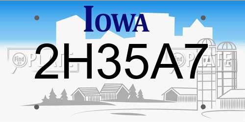 2H35A7 Iowa License Plate
