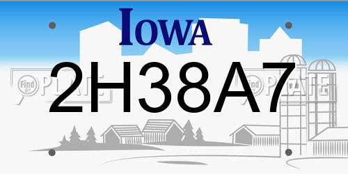2H38A7 Iowa License Plate