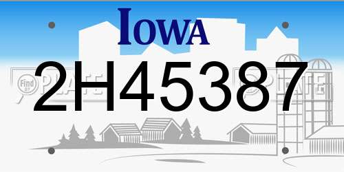 2H45387 Iowa License Plate