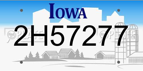 2H57277 Iowa License Plate