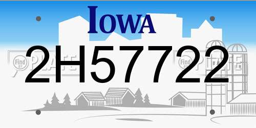 2H57722 Iowa License Plate