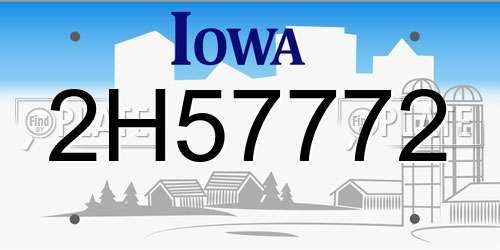 2H57772 Iowa License Plate