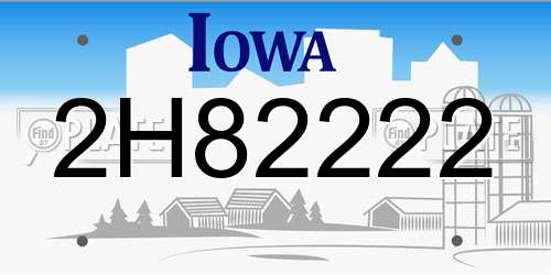 2H82222 Iowa License Plate