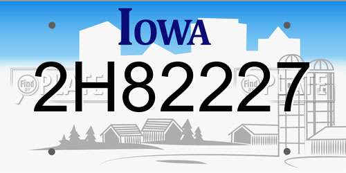 2H82227 Iowa License Plate