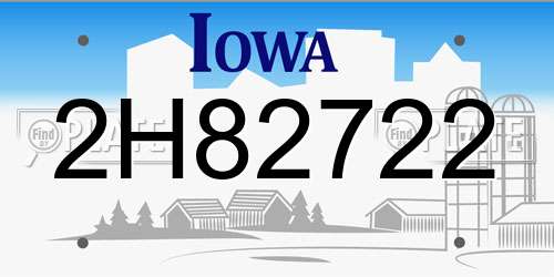 2H82722 Iowa License Plate