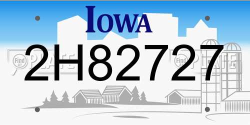 2H82727 Iowa License Plate