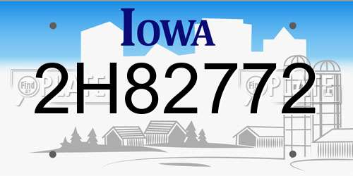 2H82772 Iowa License Plate