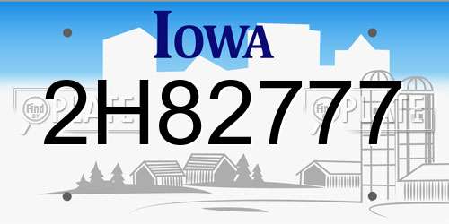 2H82777 Iowa License Plate