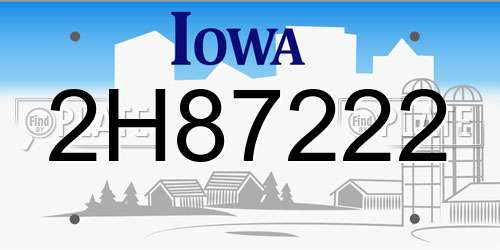 2H87222 Iowa License Plate