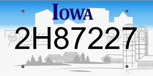 2H87227 Iowa License Plate