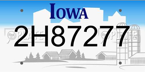 2H87277 Iowa License Plate