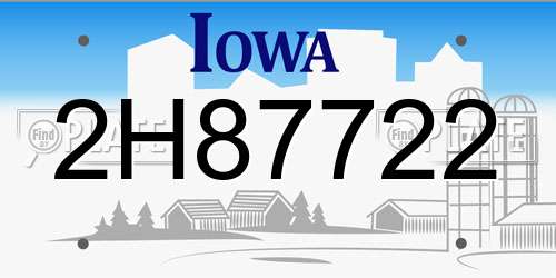 2H87722 Iowa License Plate