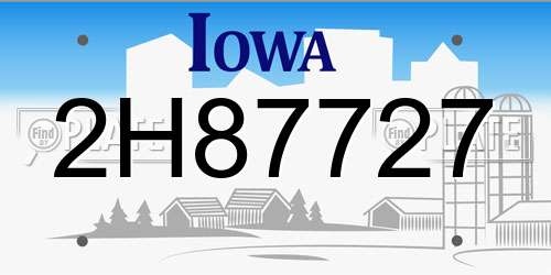 2H87727 Iowa License Plate