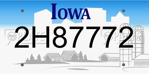 2H87772 Iowa License Plate