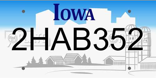 2HAB352 Iowa License Plate