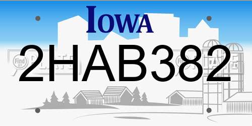 2HAB382 Iowa License Plate