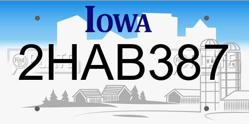 2HAB387 Iowa License Plate