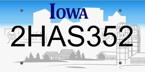 2HAS352 Iowa License Plate