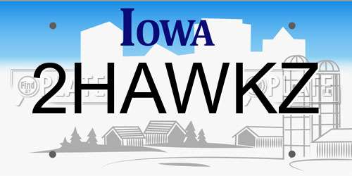 2HAWKZ Iowa License Plate