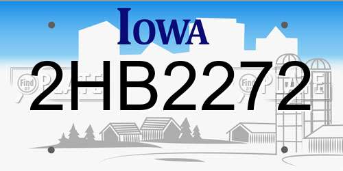 2HB2272 Iowa License Plate