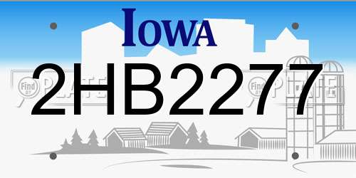 2HB2277 Iowa License Plate