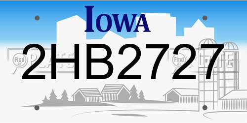 2HB2727 Iowa License Plate