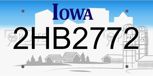 2HB2772 Iowa License Plate