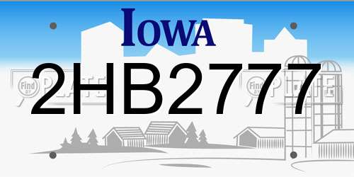 2HB2777 Iowa License Plate