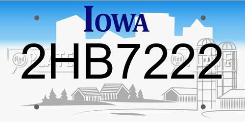 2HB7222 Iowa License Plate