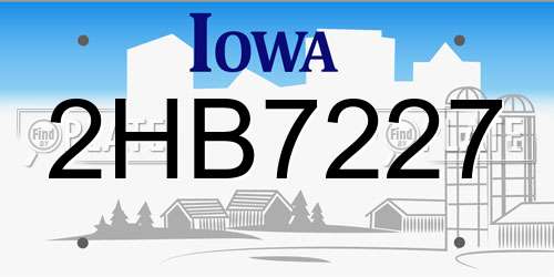 2HB7227 Iowa License Plate