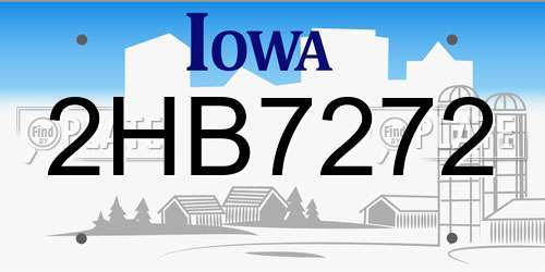 2HB7272 Iowa License Plate