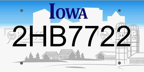 2HB7722 Iowa License Plate