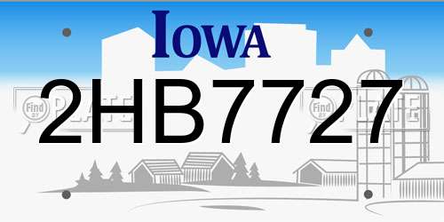 2HB7727 Iowa License Plate