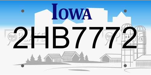2HB7772 Iowa License Plate