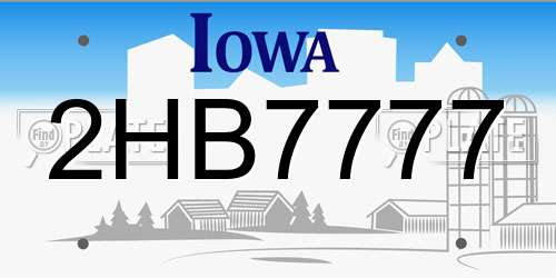 2HB7777 Iowa License Plate