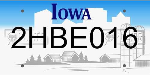 2HBE016 Iowa License Plate