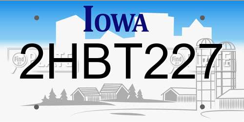 2HBT227 Iowa License Plate