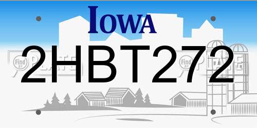 2HBT272 Iowa License Plate