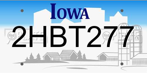 2HBT277 Iowa License Plate