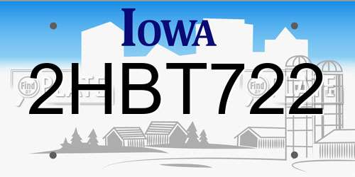2HBT722 Iowa License Plate