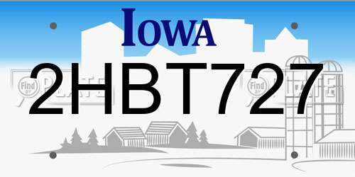 2HBT727 Iowa License Plate