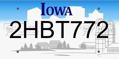 2HBT772 Iowa License Plate