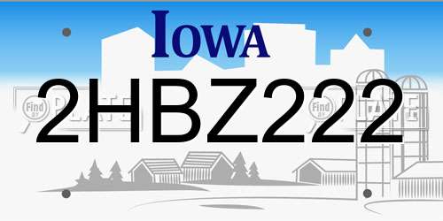2HBZ222 Iowa License Plate